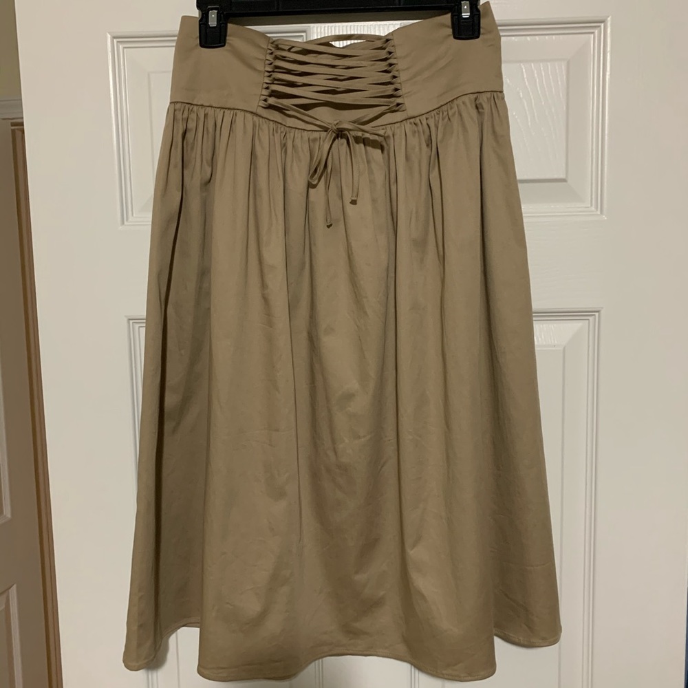 Zara tan lace up midi skirt